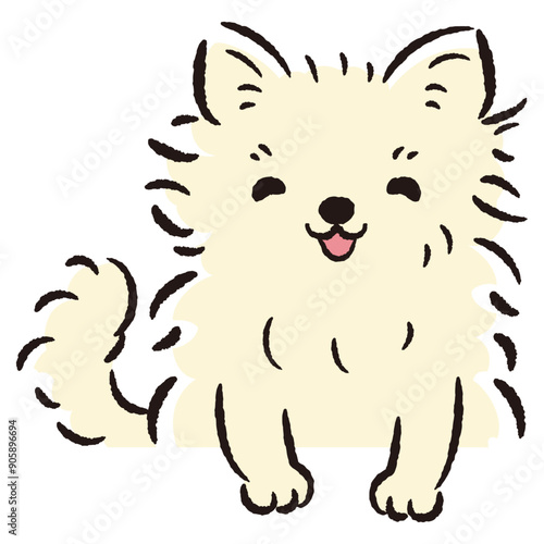 ひょこっと覗いている犬の手描きイラスト