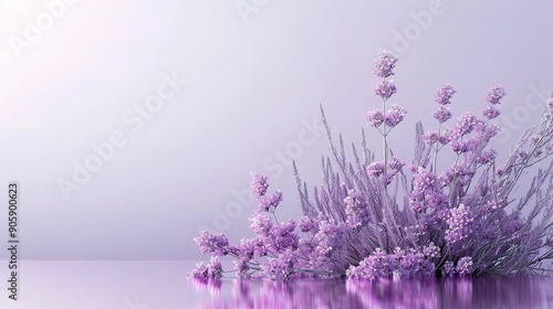 Lavender Dream: A delicate bouquet of lavender blossoms in soft pastel hues, captured against a dreamy purple background. This photo evokes serenity and tranquility