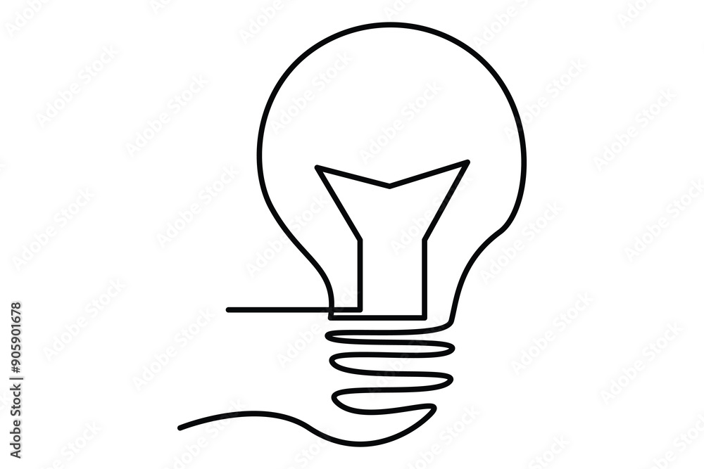Light bulb isolated on white light bulb one line outline vector art illustration Light bulb isolated on white light bulb one line outline vector art illustration