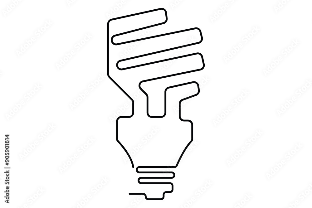 Light bulb isolated on white light bulb one line outline vector art illustration Light bulb isolated on white light bulb one line outline vector art illustration