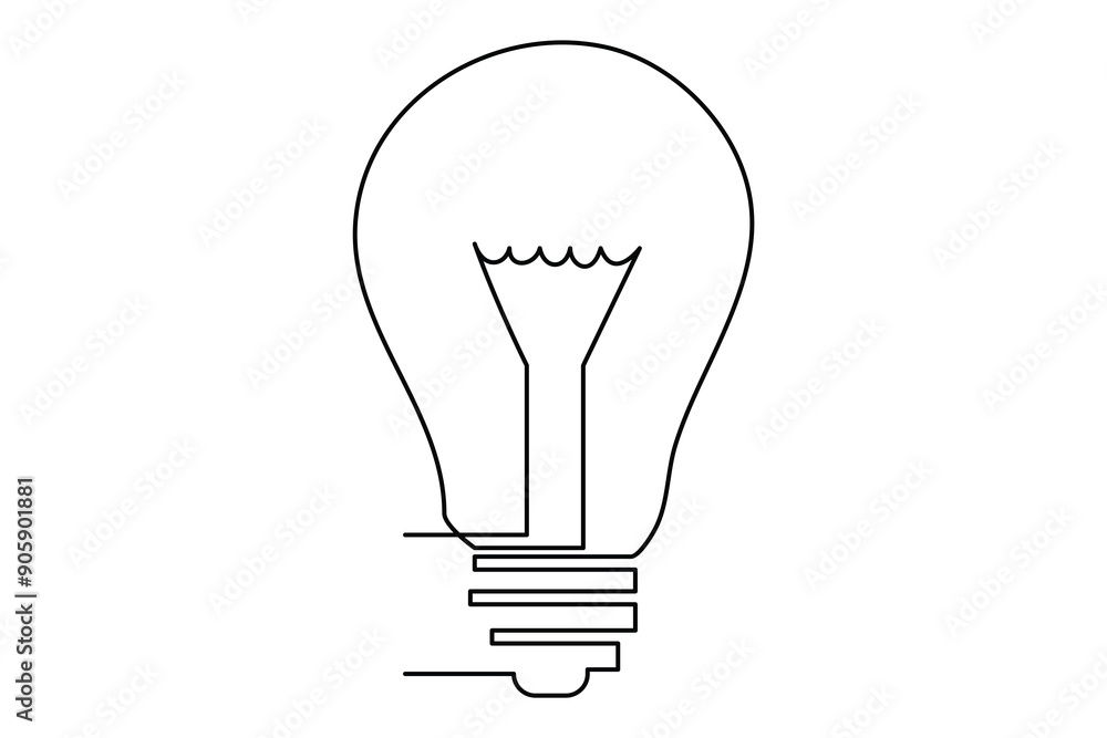 Light bulb isolated on white light bulb one line outline vector art illustration Light bulb isolated on white light bulb one line outline vector art illustration