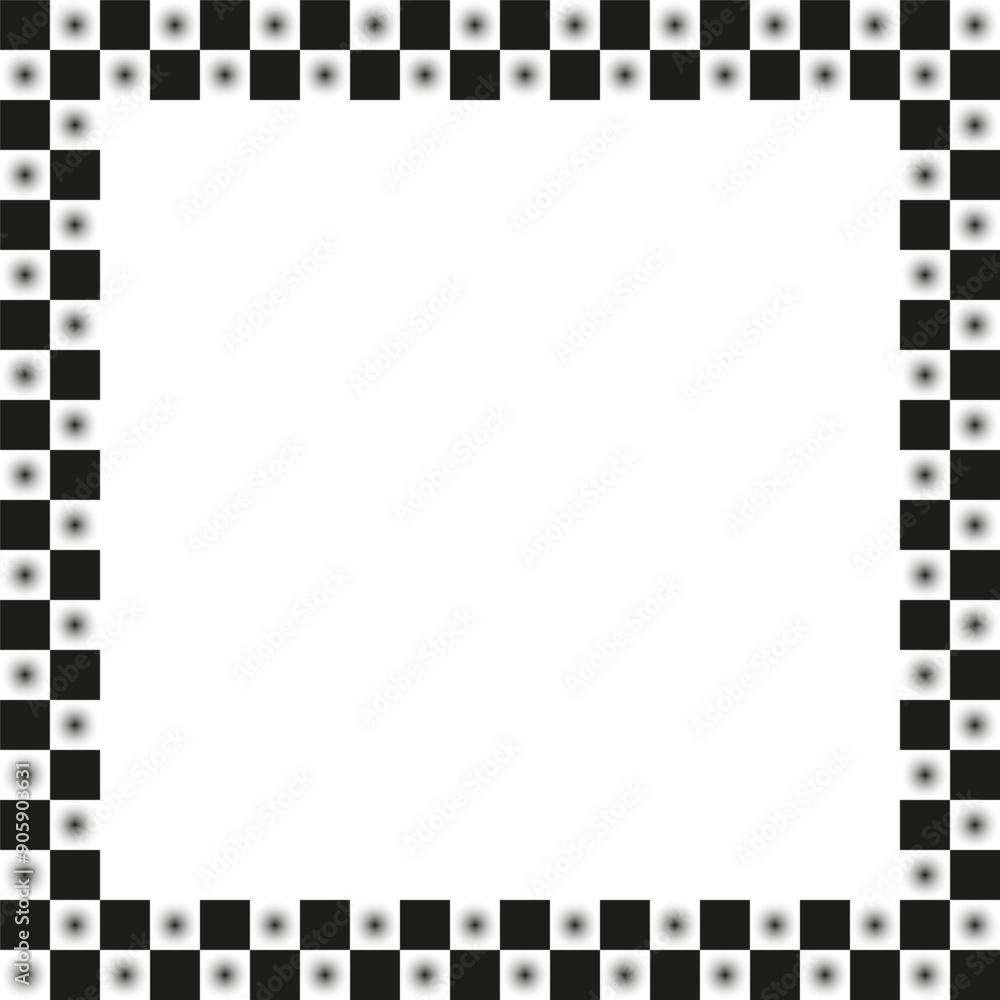 Checkered border frame. Black and white. Square pattern. Vector illustration. Checkered border frame. Black and white. Square pattern. Vector illustration.