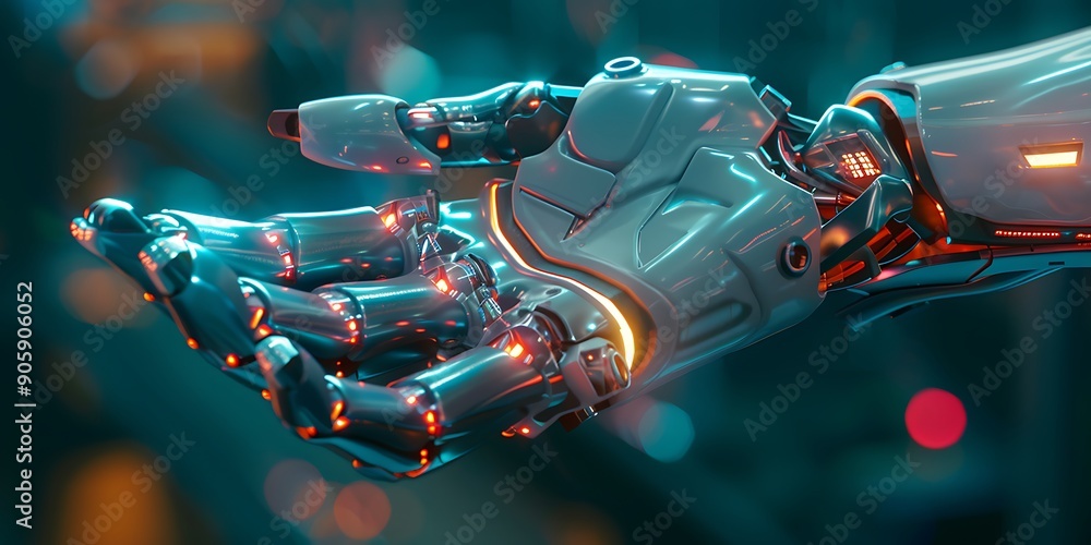 Robot arm, artificial intelligence concept. Robot arm, artificial intelligence concept.