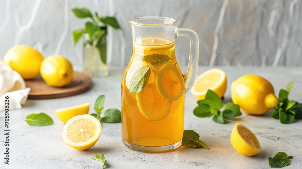Refreshing Homemade Lemonade with Fresh Mint. Refreshing Homemade Lemonade with Fresh Mint.