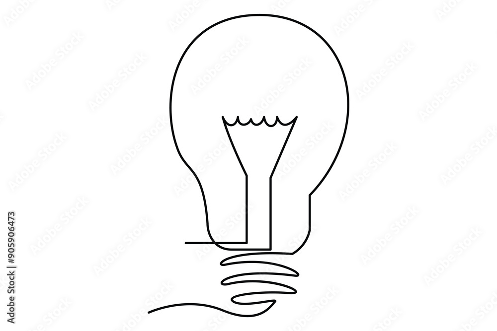Light bulb isolated on white light bulb one line outline vector art illustration Light bulb isolated on white light bulb one line outline vector art illustration