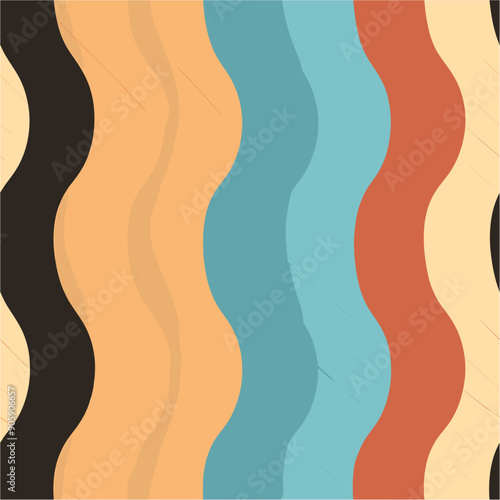 three different color cardboard background in form of a flat wave