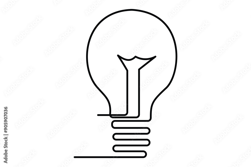 Light bulb isolated on white light bulb one line outline vector art illustration Light bulb isolated on white light bulb one line outline vector art illustration