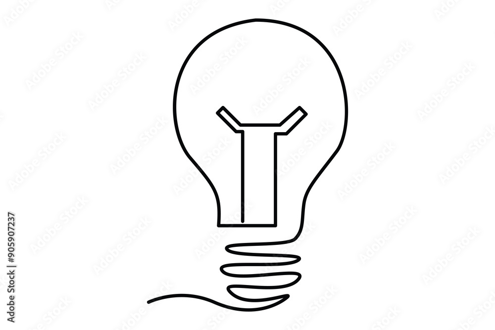 Light bulb isolated on white light bulb one line outline vector art illustration Light bulb isolated on white light bulb one line outline vector art illustration
