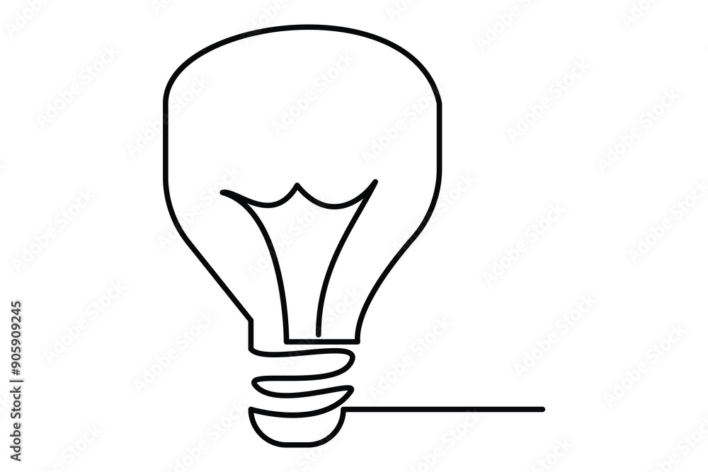 Light bulb isolated on white light bulb one line outline vector art illustration Light bulb isolated on white light bulb one line outline vector art illustration
