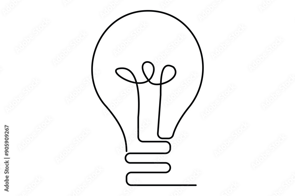 Light bulb isolated on white light bulb one line outline vector art illustration Light bulb isolated on white light bulb one line outline vector art illustration