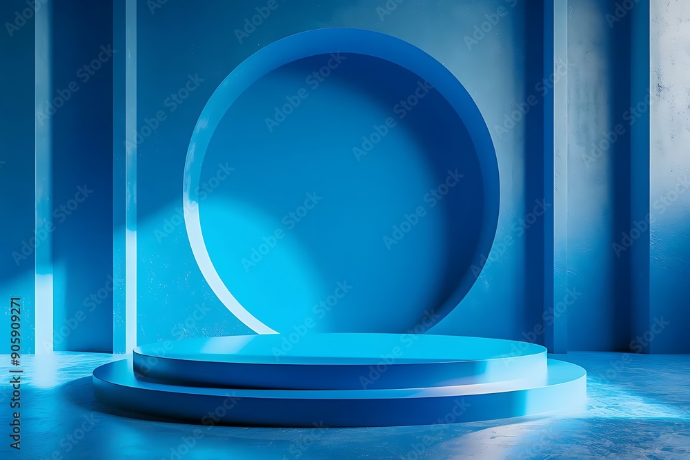 Empty blue podium for product display Empty blue podium for product display