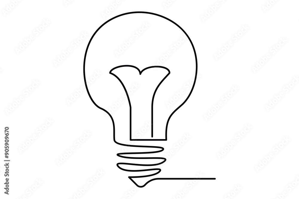 Light bulb isolated on white light bulb one line outline vector art illustration Light bulb isolated on white light bulb one line outline vector art illustration