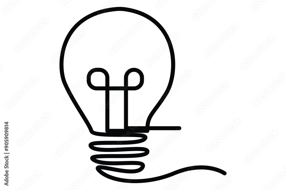 Light bulb isolated on white light bulb one line outline vector art illustration Light bulb isolated on white light bulb one line outline vector art illustration