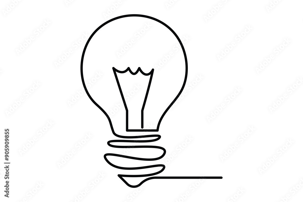 Light bulb isolated on white light bulb one line outline vector art illustration Light bulb isolated on white light bulb one line outline vector art illustration