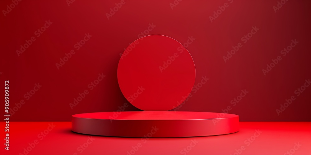 Podium with red pedestal on a red background Podium with red pedestal on a red background