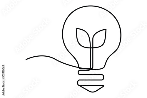 Light bulb isolated on white light bulb one line outline vector art illustration