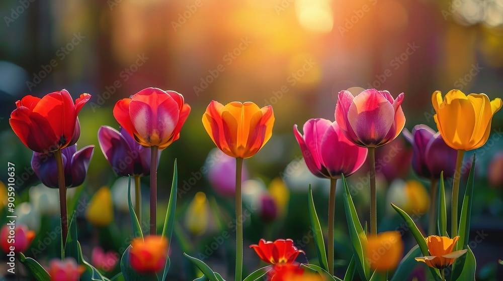 Tulips at Sunset: A symphony of vibrant tulips bathed in the golden glow of sunset. Tulips at Sunset: A symphony of vibrant tulips bathed in the golden glow of sunset.