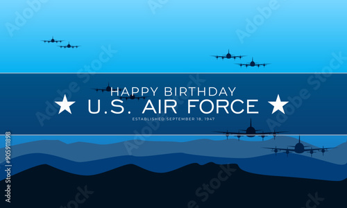 US Air Force Birthday September 18th Background Vector Illustration