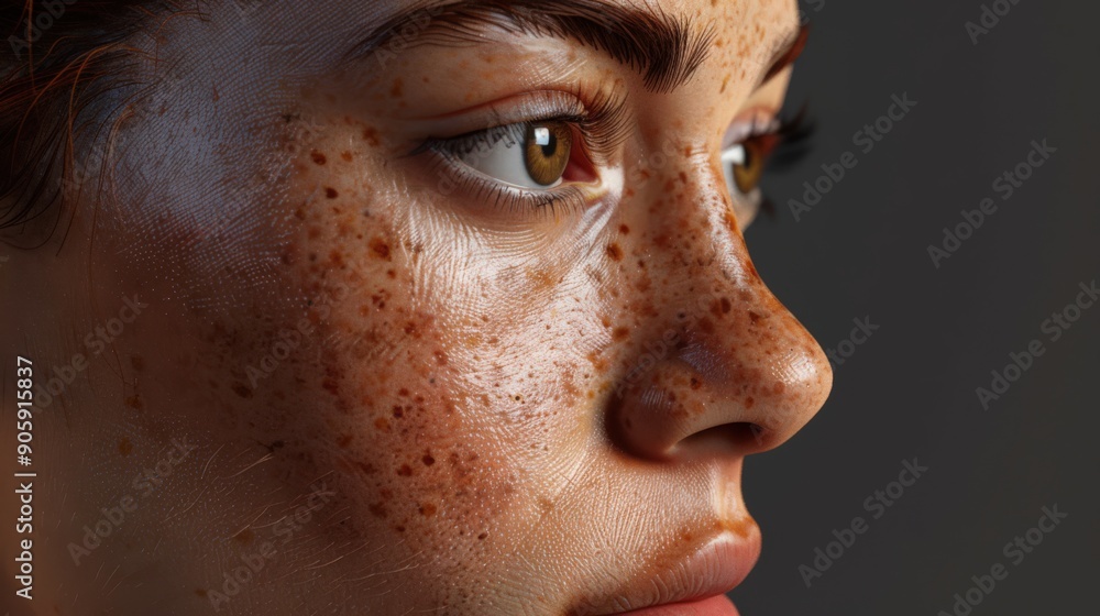 Fototapeta premium A woman with brown hair and brown eyes