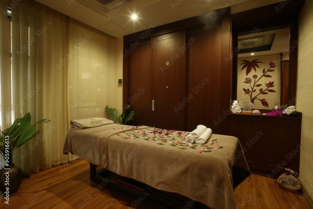 Relaxing body treatment at a spa with soothing body massage, emphasizing relaxation, wellness, and professional care in a serene environment.