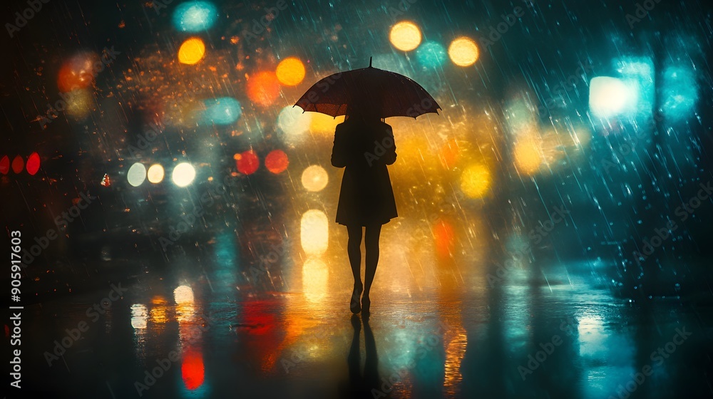 woman walking in the rain