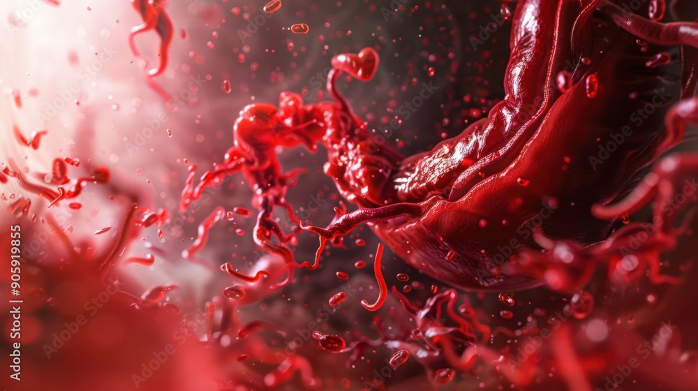 A red liquid is splashing out of a red object A red liquid is splashing out of a red object