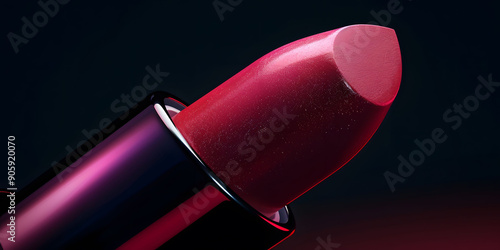 Isolated red lipstick capsule, 3D beauty pill for cosmetic health icon