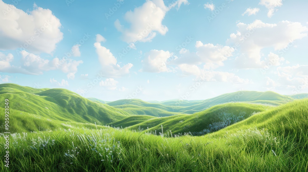 A vast, green field with a clear blue sky A vast, green field with a clear blue sky