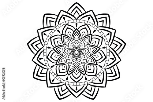 Mandala design, Floral circular mandala design, black and white background with mandala design