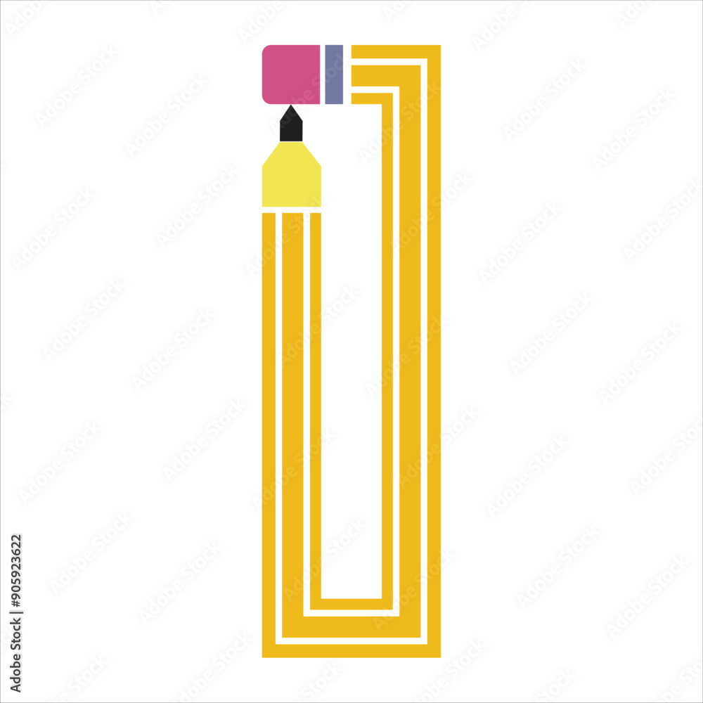 Letter 'I' in Pencil Vector Shape Isolated on White Letter 'I' in Pencil Vector Shape Isolated on White