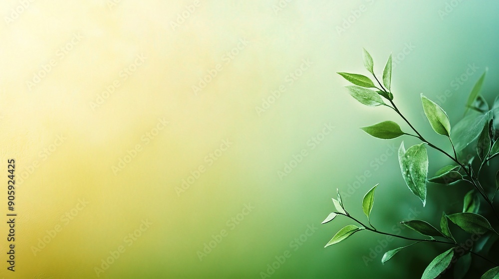 Spring's Gentle Touch: Fresh green leaves unfurl against a vibrant sunrise gradient, offering a serene backdrop of growth and renewal. Spring's Gentle Touch: Fresh green leaves unfurl against a vibrant sunrise gradient, offering a serene backdrop of growth and renewal.