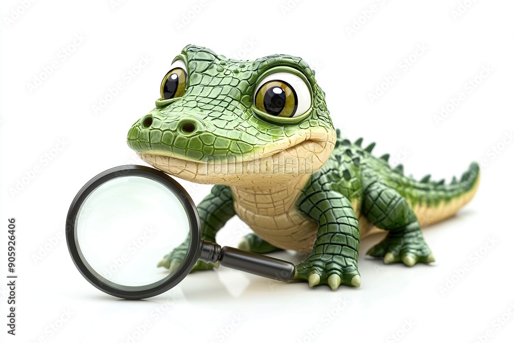 Obraz premium Crocodile with a magnifying glass