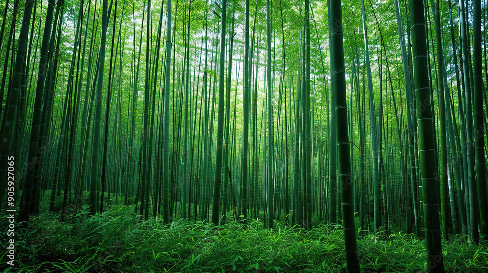 Naklejka premium beautiful bamboo forest in the morning