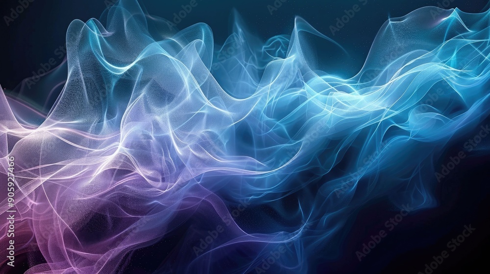 Fototapeta premium Mesmerizing audio waves with mesmerizing visuals evoking a tranquil meditative atmosphere The dynamic flowing gradients and abstract patterns create a harmonious soothing sensory experience
