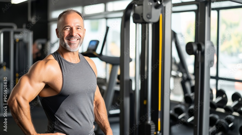 Middle aged man working out gym fitness healthy lifestyle gym fitness for seniors, healthy aging, active lifestyle
Middle aged man working out gym fitness healthy lifestyle gym fitness for seniors, healthy aging, active lifestyle