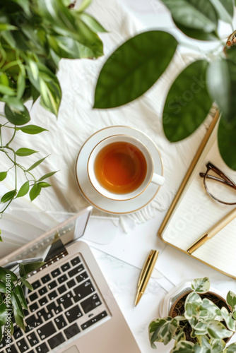 cup of tea and notebook