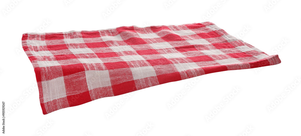 Red checkered picnic tablecloth isolated on white Red checkered picnic tablecloth isolated on white