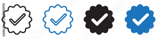 Verified icon sign set in outline style graphics design