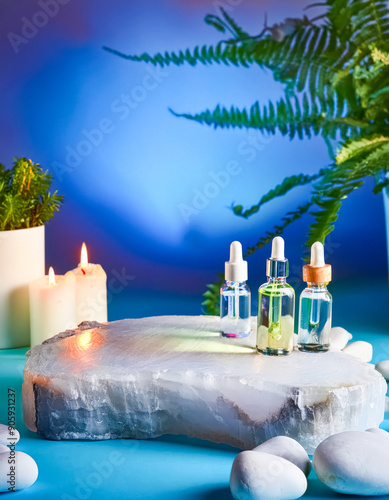 Essential Oils and Candles on Crystal Rock