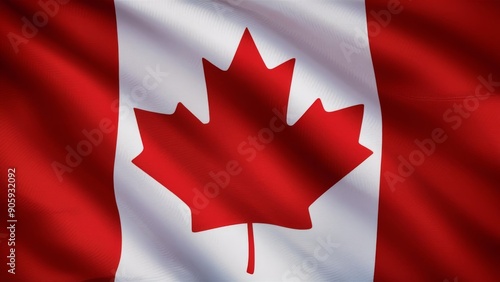 Canadian Flag Close-Up with Waving Texture