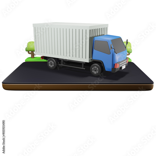 3d freight box truck photo