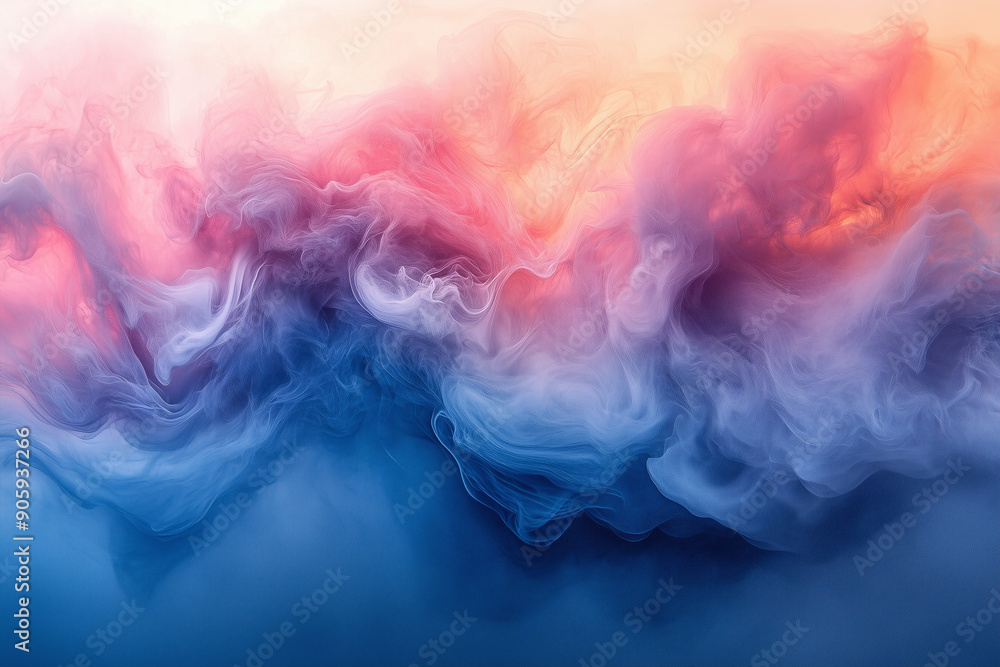 Fototapeta premium A mesmerizing blend of pink, blue, and purple smoke creates an ethereal and dreamy abstract art piece.