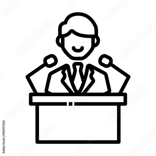 press conference Line Icon