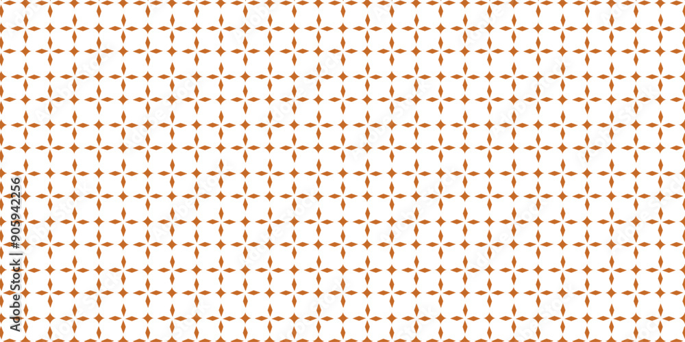 Golden vector seamless pattern with small diamond shapes, floral silhouettes. Simple texture.