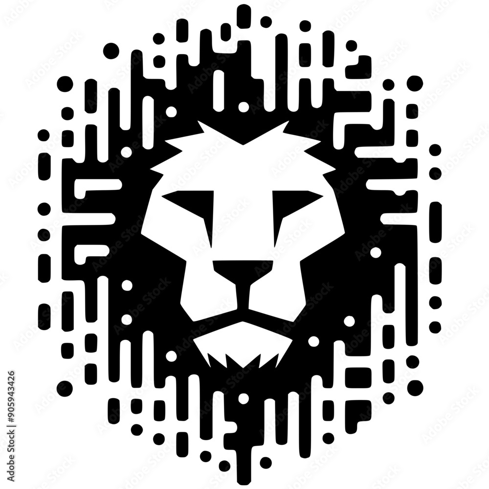 Lion head matrix silhouette Lion head matrix silhouette