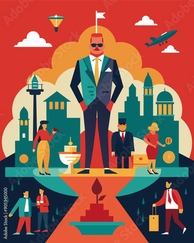 A wealthy elite class living in luxury while the majority of the population struggles to survive.. Vector illustration
