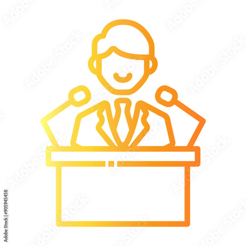 press conference Line Gradient Icon