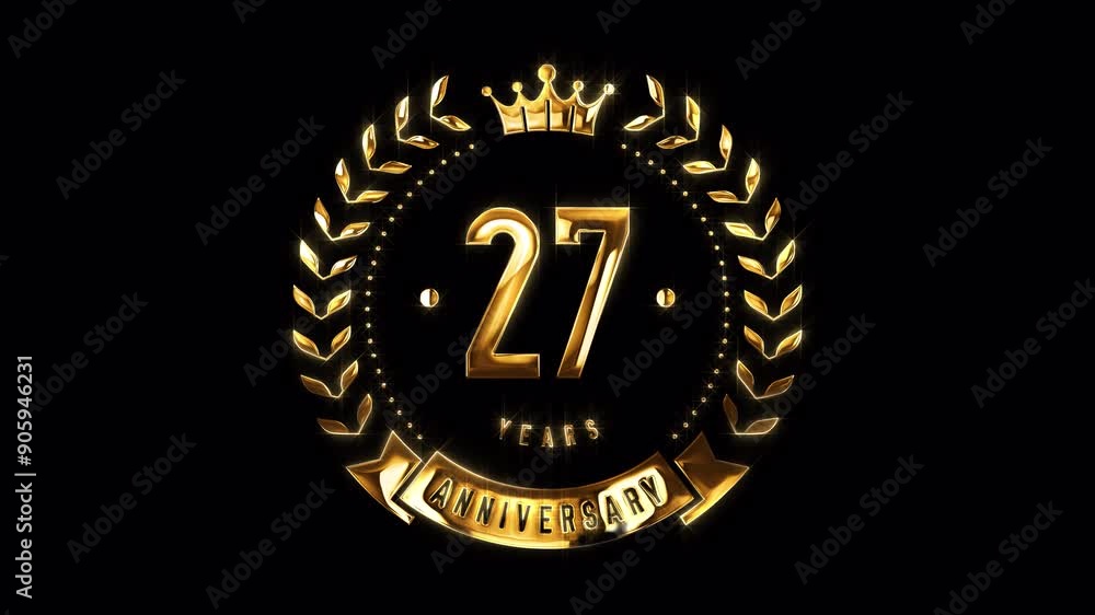 27th Anniversary Celebration. Happy 27 Years Anniversary Animation in Gold Color on the Transparent Background, Alpha Channel. Great for greetings, celebrations, events, and gifts. 27th Anniversary Celebration. Happy 27 Years Anniversary Animation in Gold Color on the Transparent Background, Alpha Channel. Great for greetings, celebrations, events, and gifts.