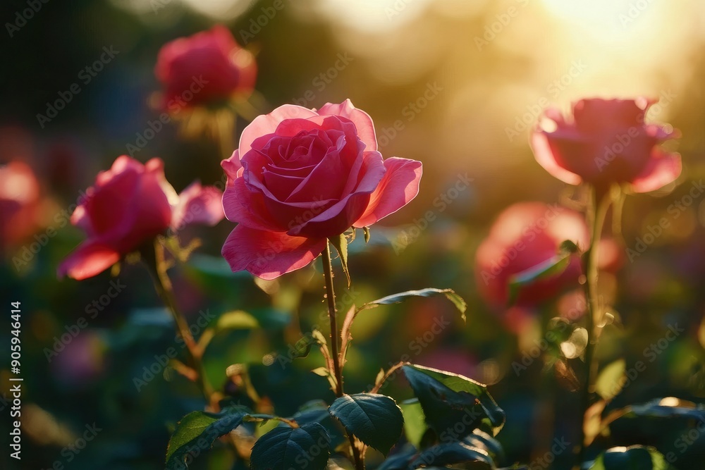 Obraz premium Beautiful roses in the garden , ai