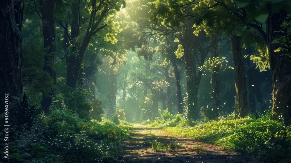 A tranquil forest path illuminated by sunbeams, symbolizing peace, nature, exploration, serenity, and hope. A tranquil forest path illuminated by sunbeams, symbolizing peace, nature, exploration, serenity, and hope.